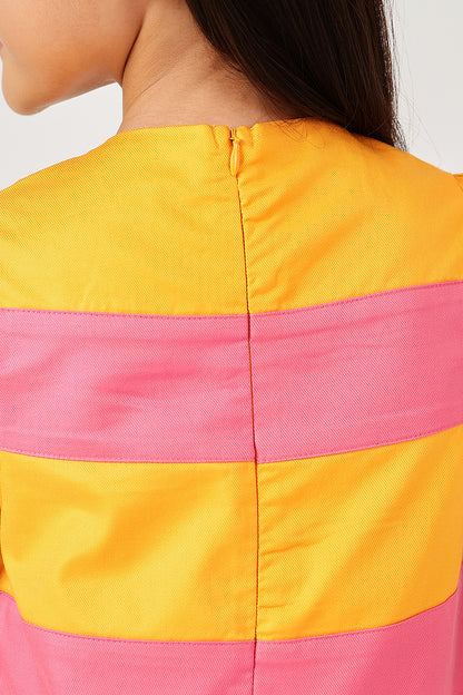 Girls Orange Striped Dress