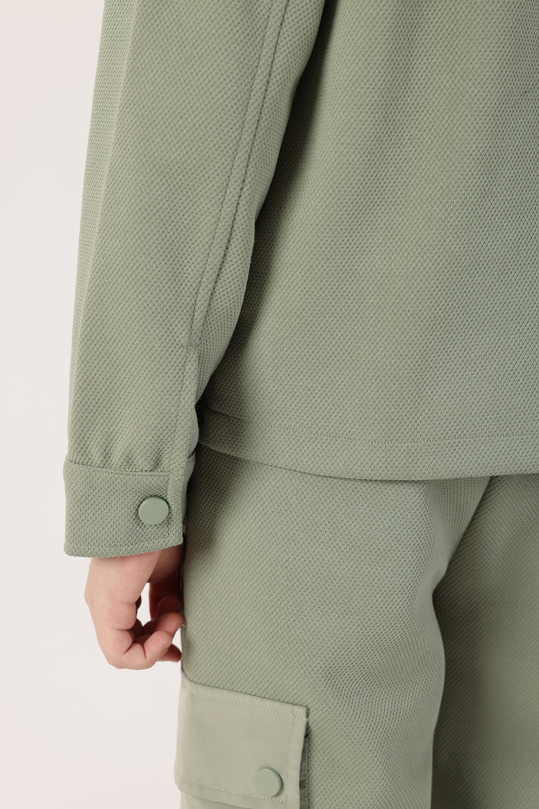 Boys Sage Green Cotton Knit Overshirt One Friday