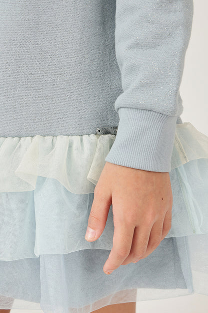 Girls Solid Cotton Knit Full Sleeve Dress