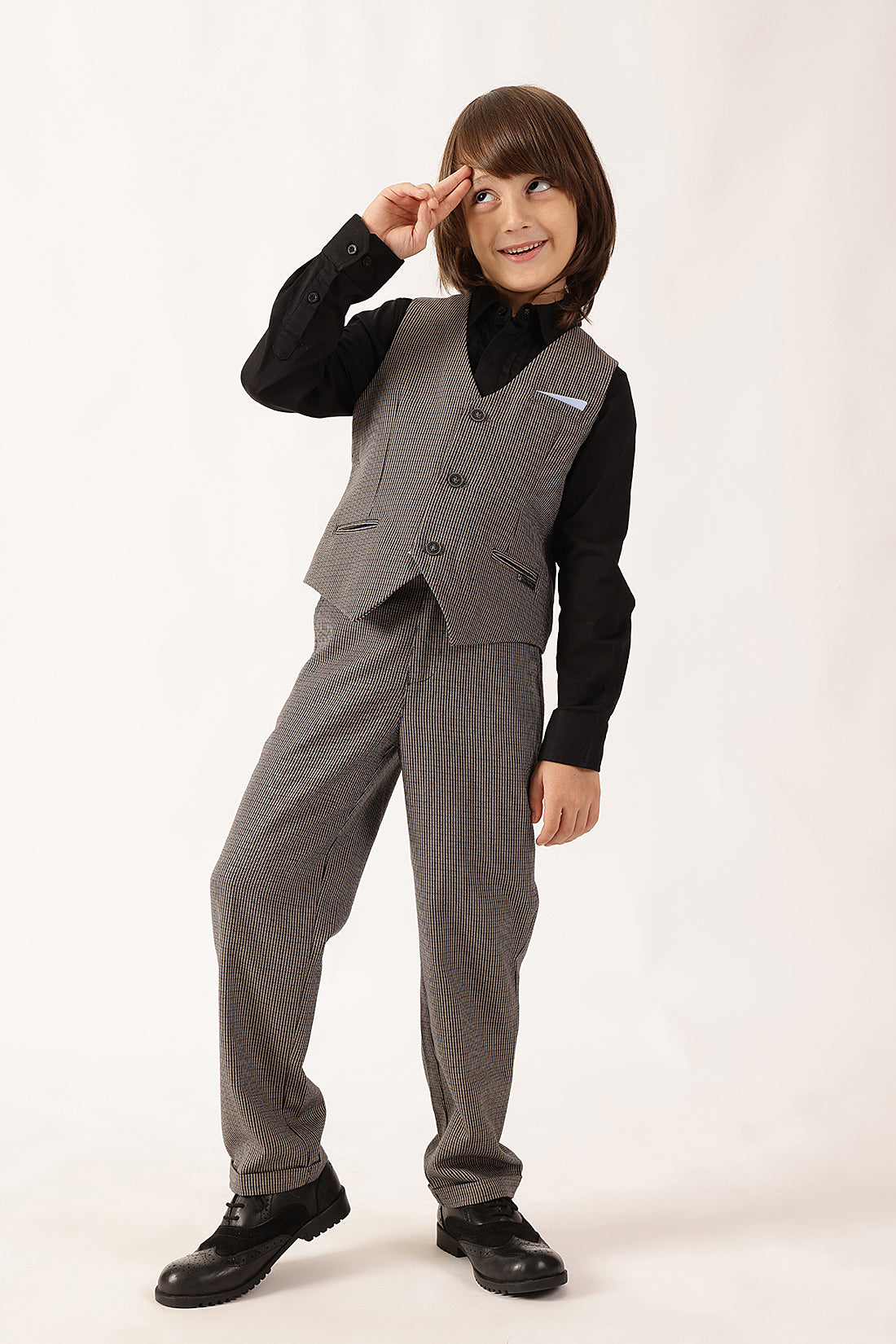 Boys Multi-Colored Solid Woven Trousers