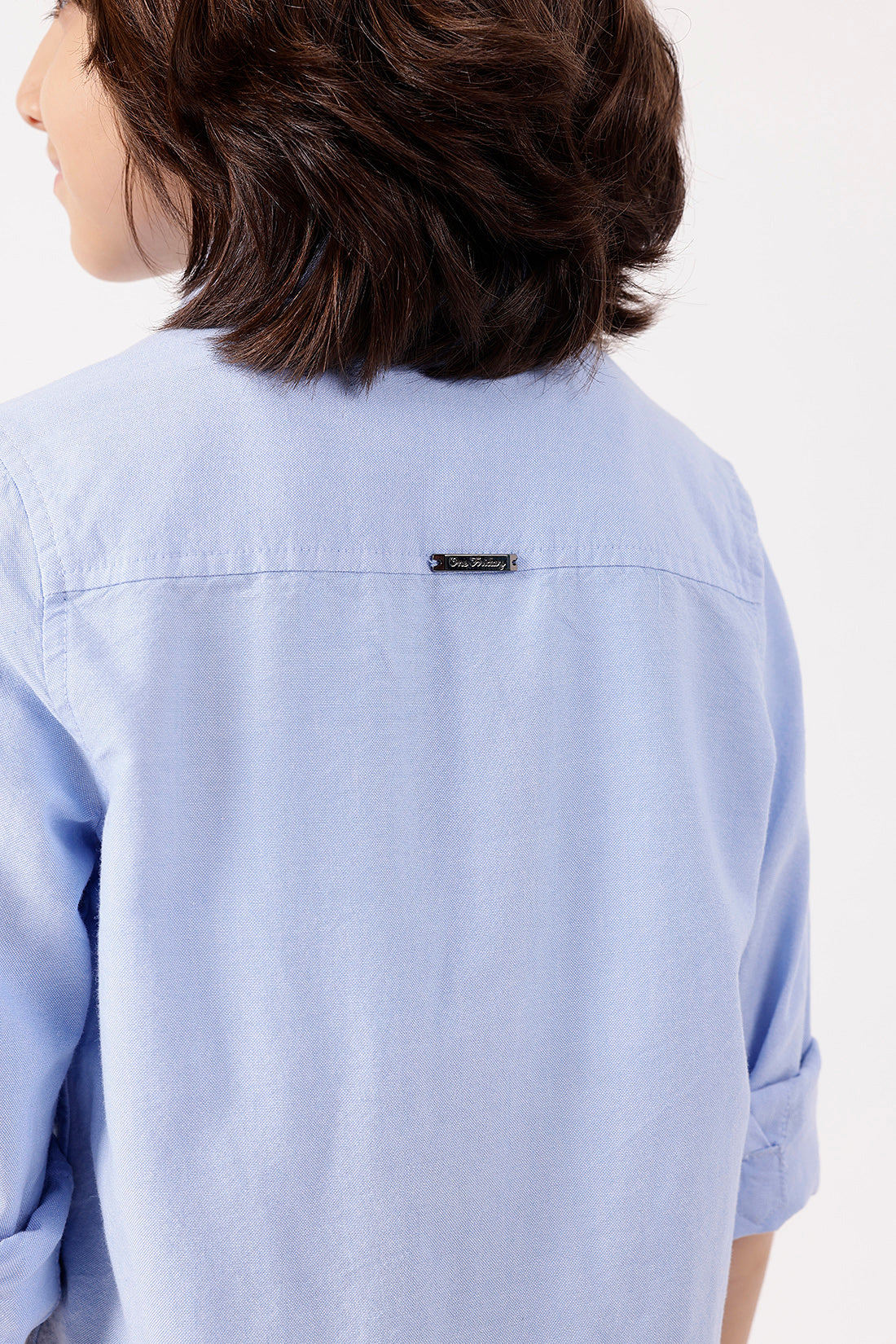 Boys’ Blue Solid Woven Shirt One Friday