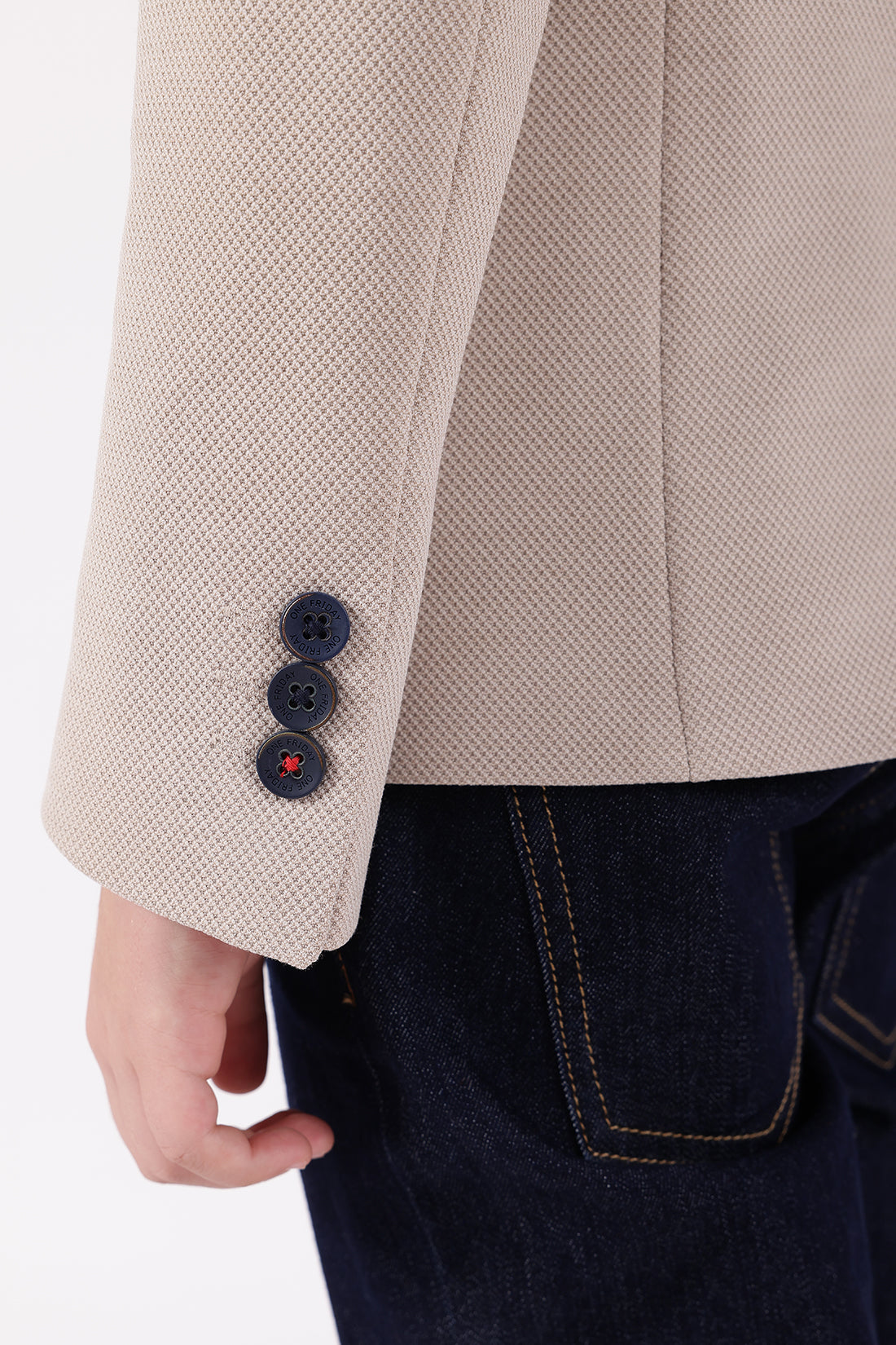 Boys Beige V-Neck Blazer