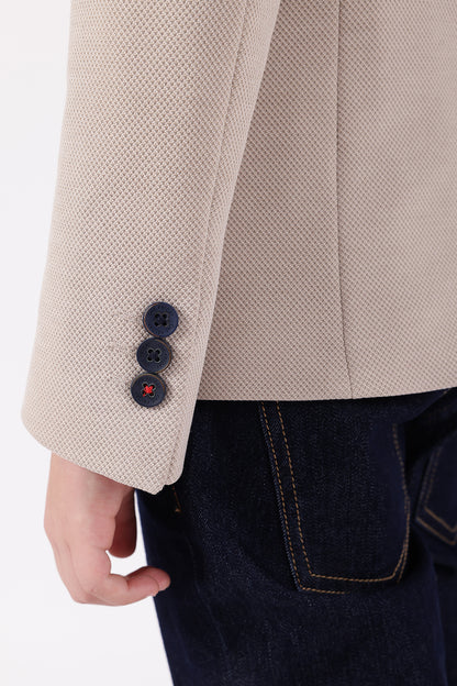 Boys Beige V-Neck Blazer
