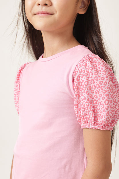 Girls Pink Graphic Cotton Jersey T-Shirt