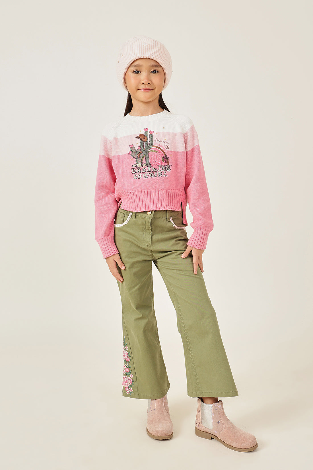 Girls Pink Knit Sweater – Cozy Winter Essential