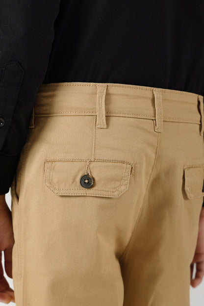 Boys Tobacco Loose Fit Solid Trouser by One Friday