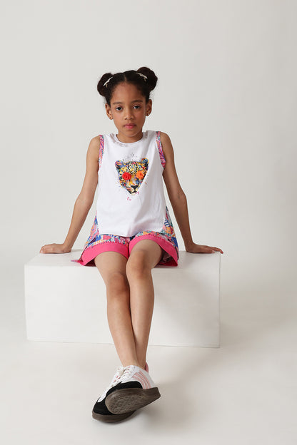 Girls White Sleeveless Top