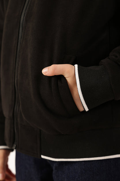 Boys Black Winter Jacket Outerwear with Zip