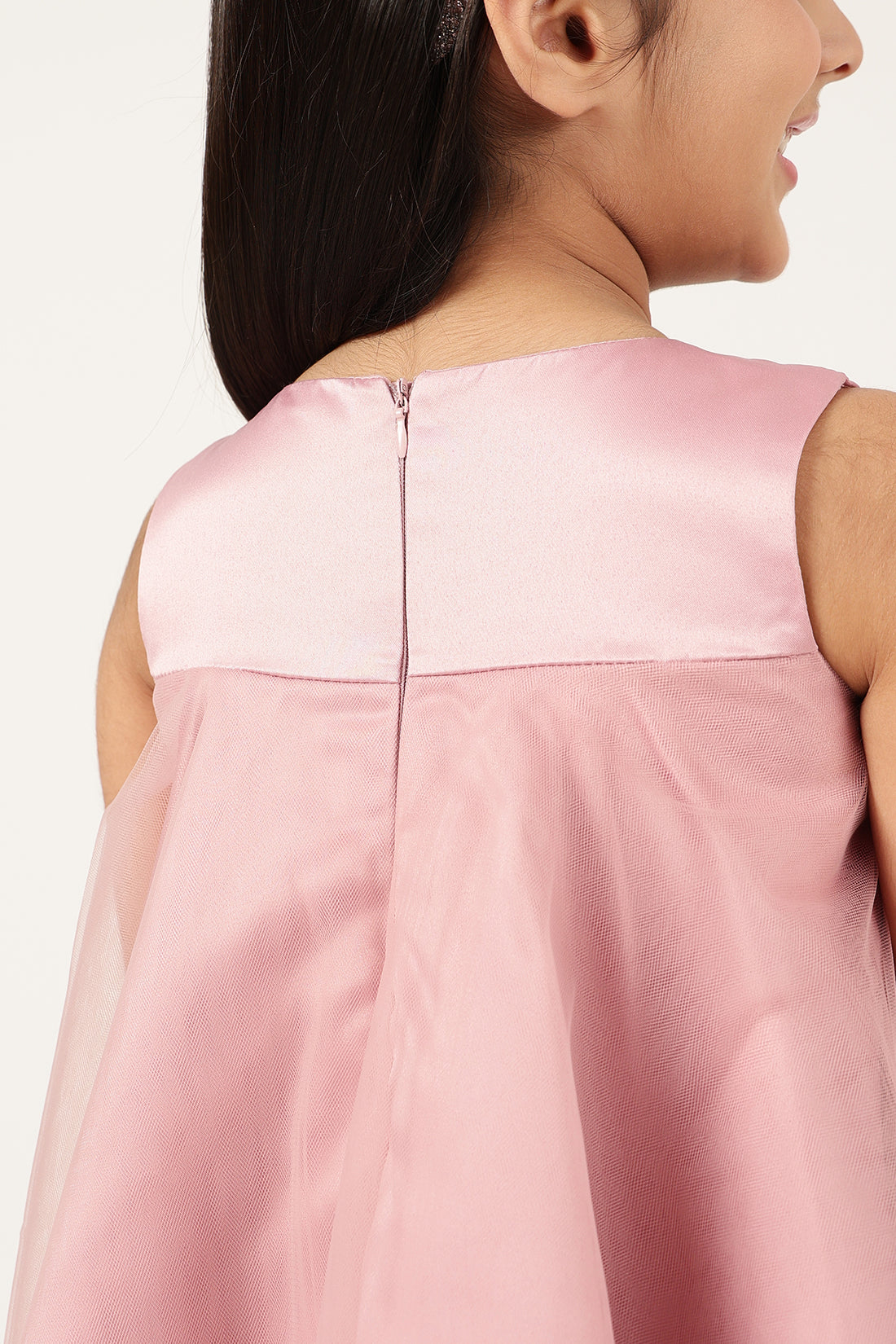 Girls Off Shoulder Sleeveless Zip Dress