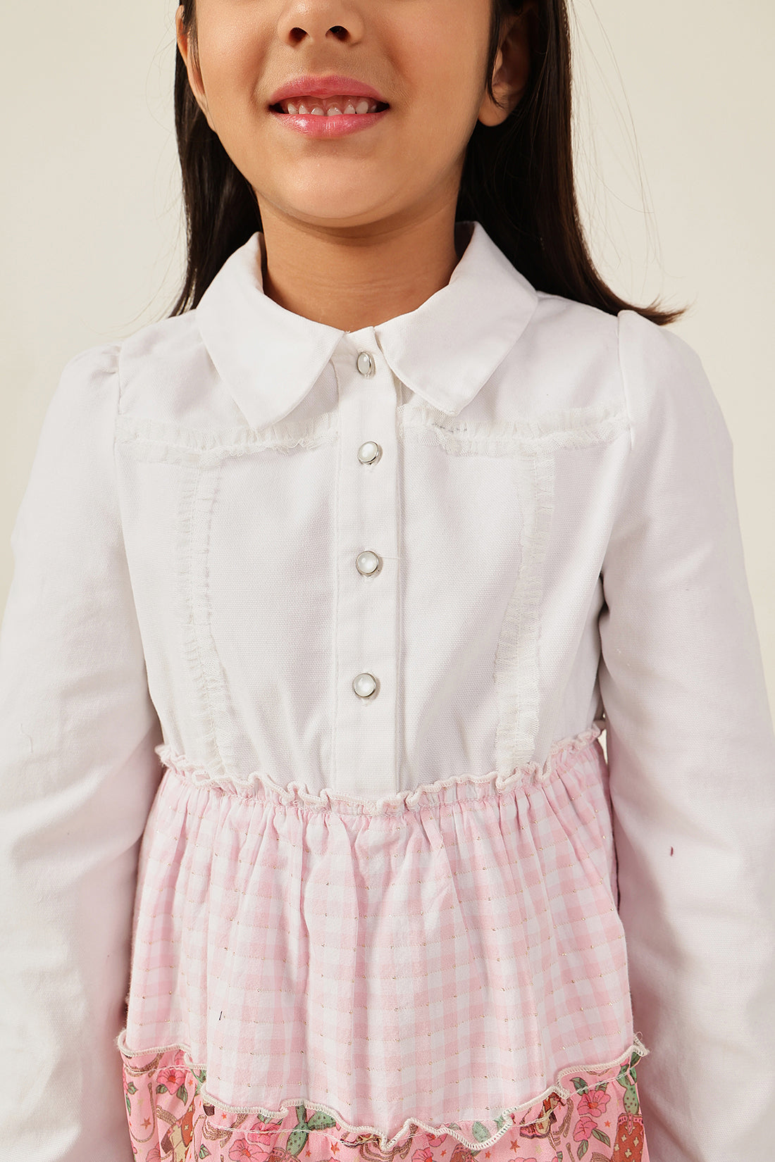 Girls Multi Color Printed Drill Dress