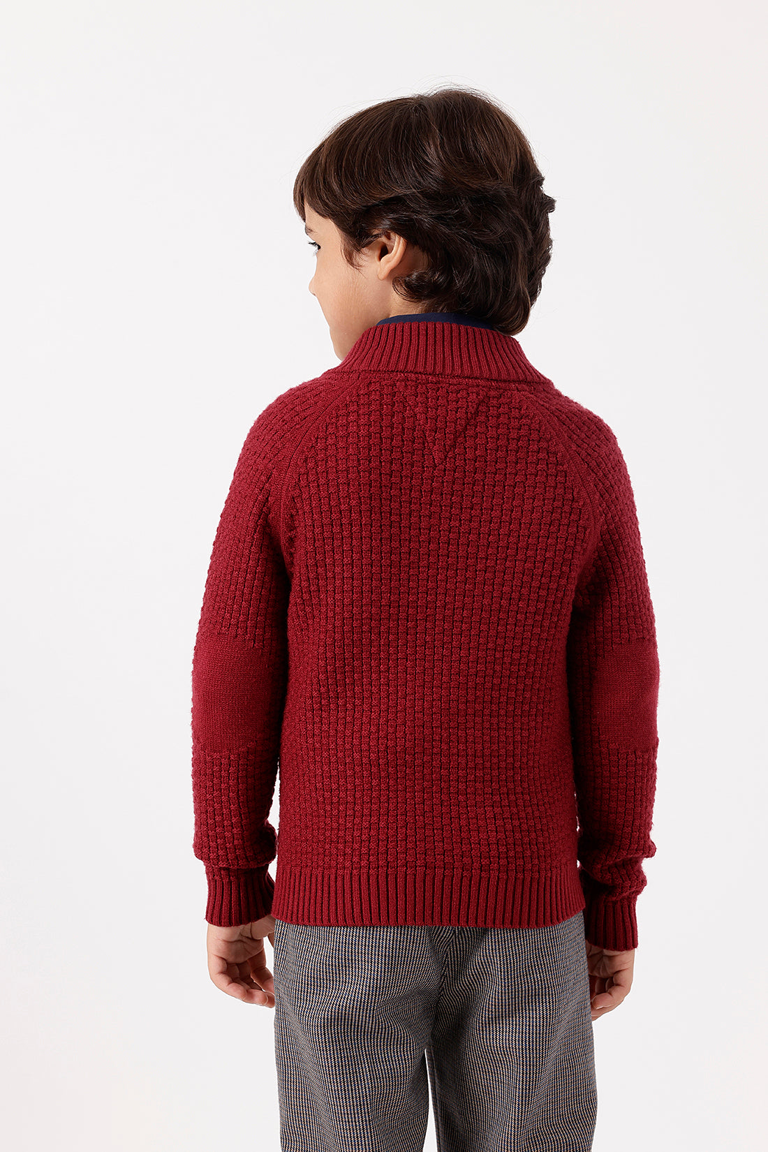 Boys Burgundy Knit Cardigan