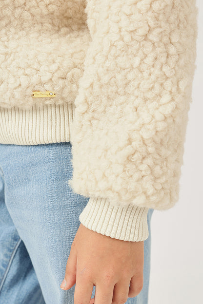 Girls Beige Solid Full Sleeve Shirt Collar Jacket | One Friday