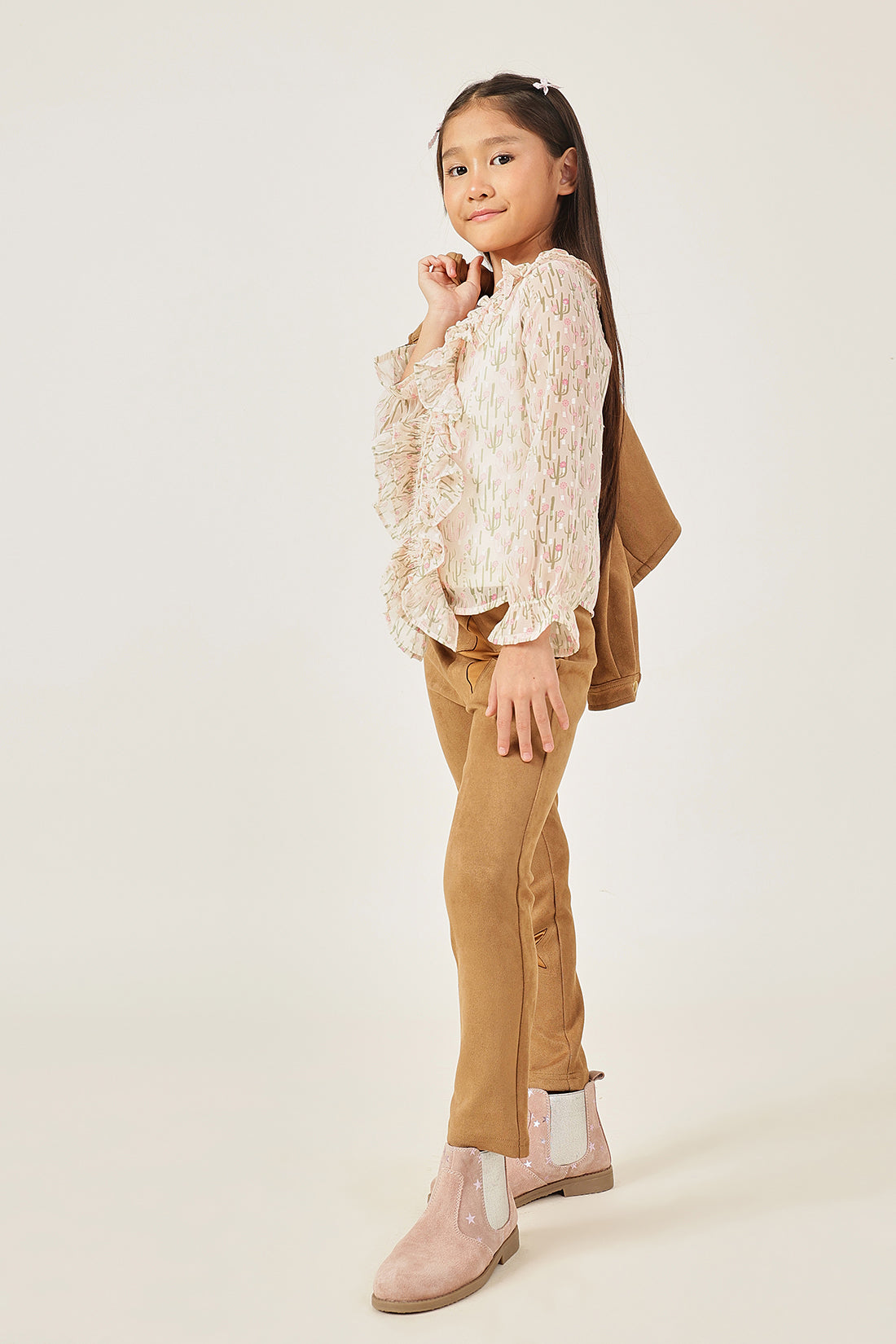 Girls Multicolor Abstract Print Woven Top