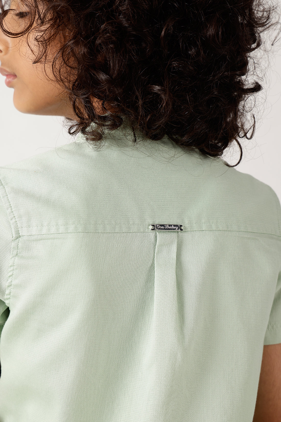 Boys Mint Green Half Sleeve Solid Shirt by One Friday