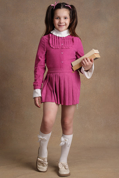 Girls Pink Pleated Skorts
