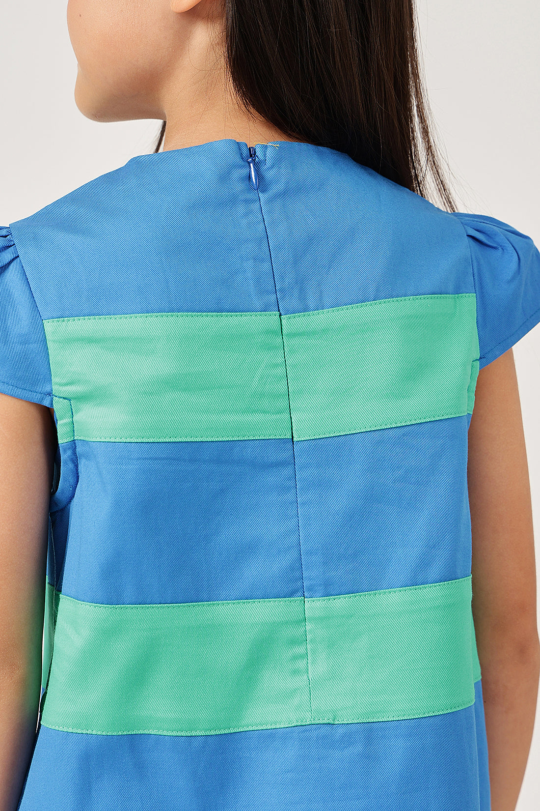 Girl’s Blue Striped Woven Dress
