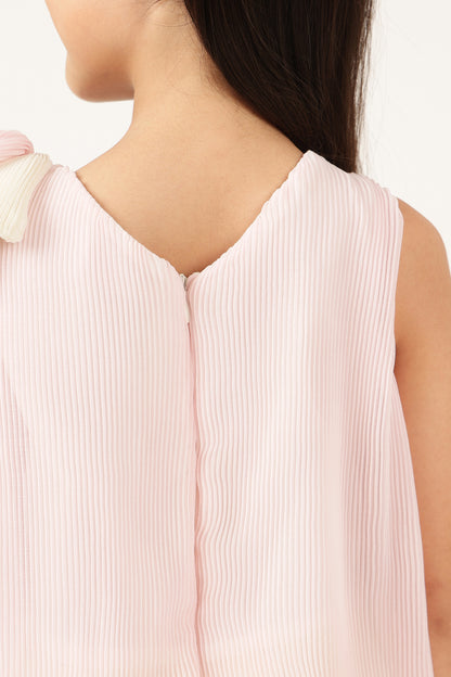 Girls Multicolor Sleeveless Pleated Dress