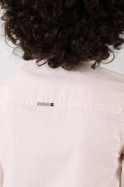 Boys Pink Regular Fit Full Sleeve Solid Shirt by One Friday