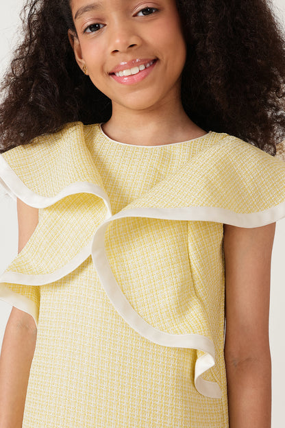 One Friday Girls Yellow Boucle Dress