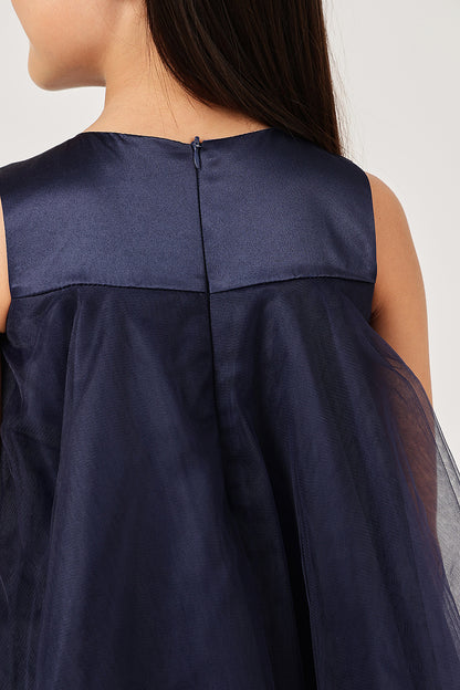 Girls Navy Blue Sleeveless Dress