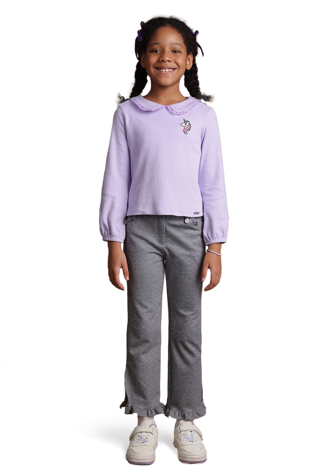 Girls Grey Frilled Trouser