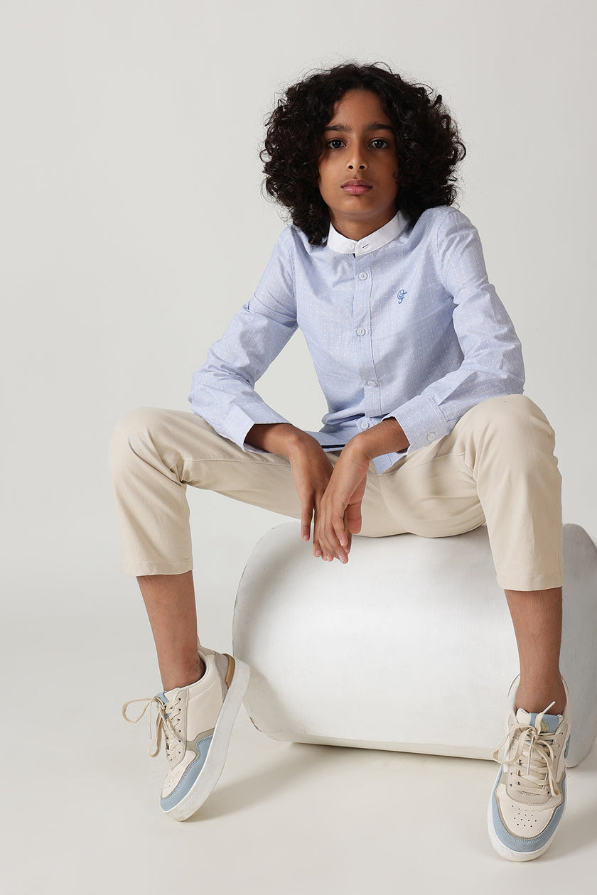 Boys Beige Regular Fit Solid Trouser by One Friday