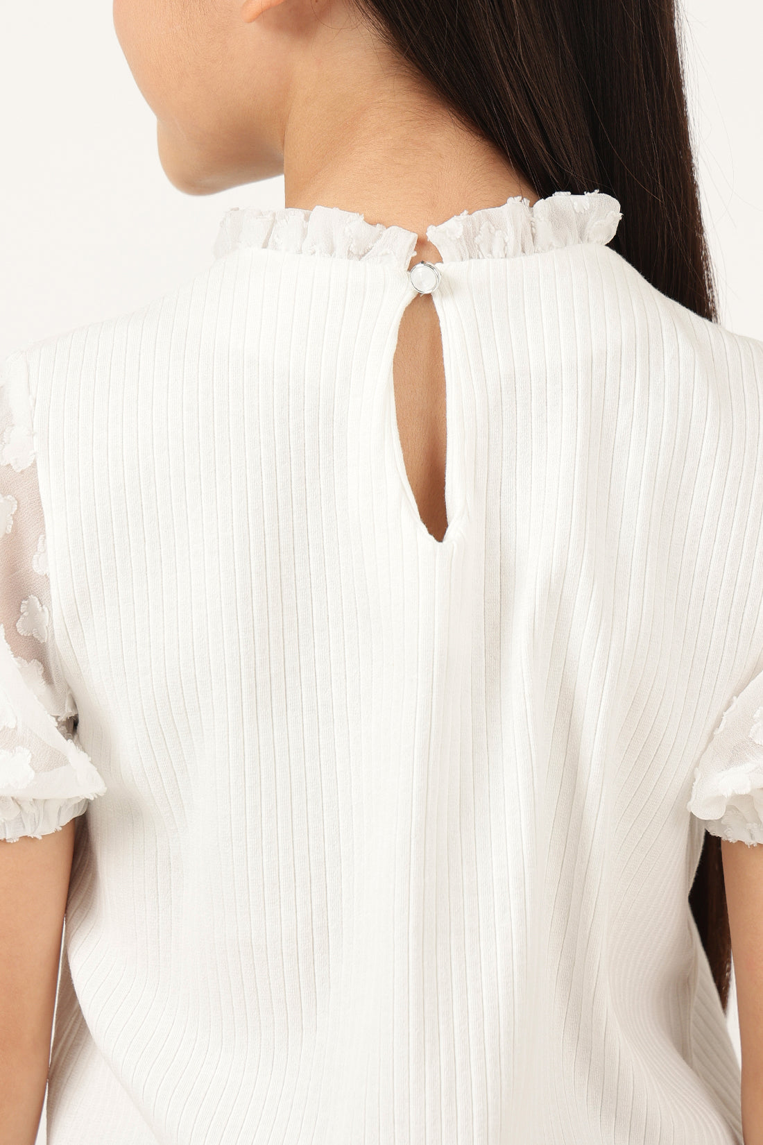 Girls Off White Half Sleeve Cotton Knit Top – Retro Pop