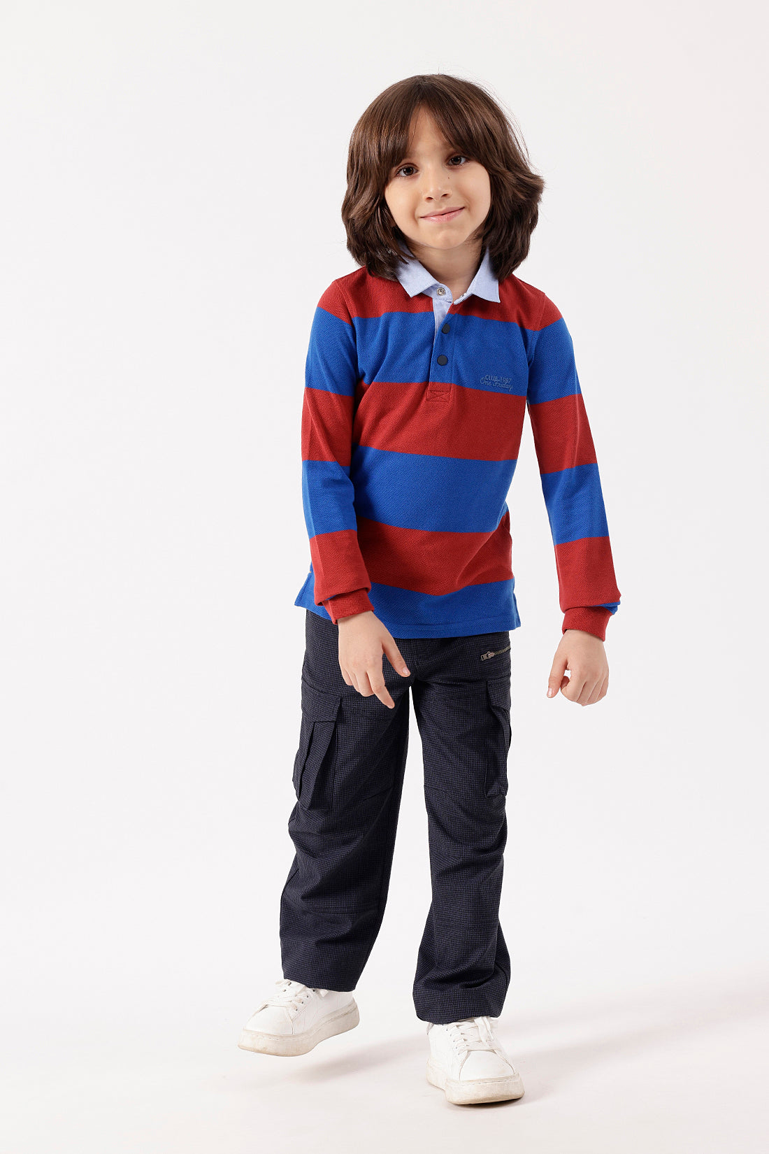 Boys Multi Striped Polo Full Sleeve T-Shirt | One Friday