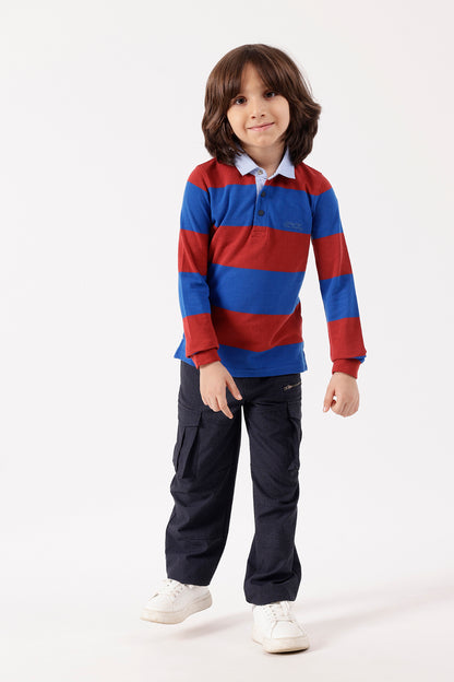 Boys Multi Striped Polo Full Sleeve T-Shirt | One Friday