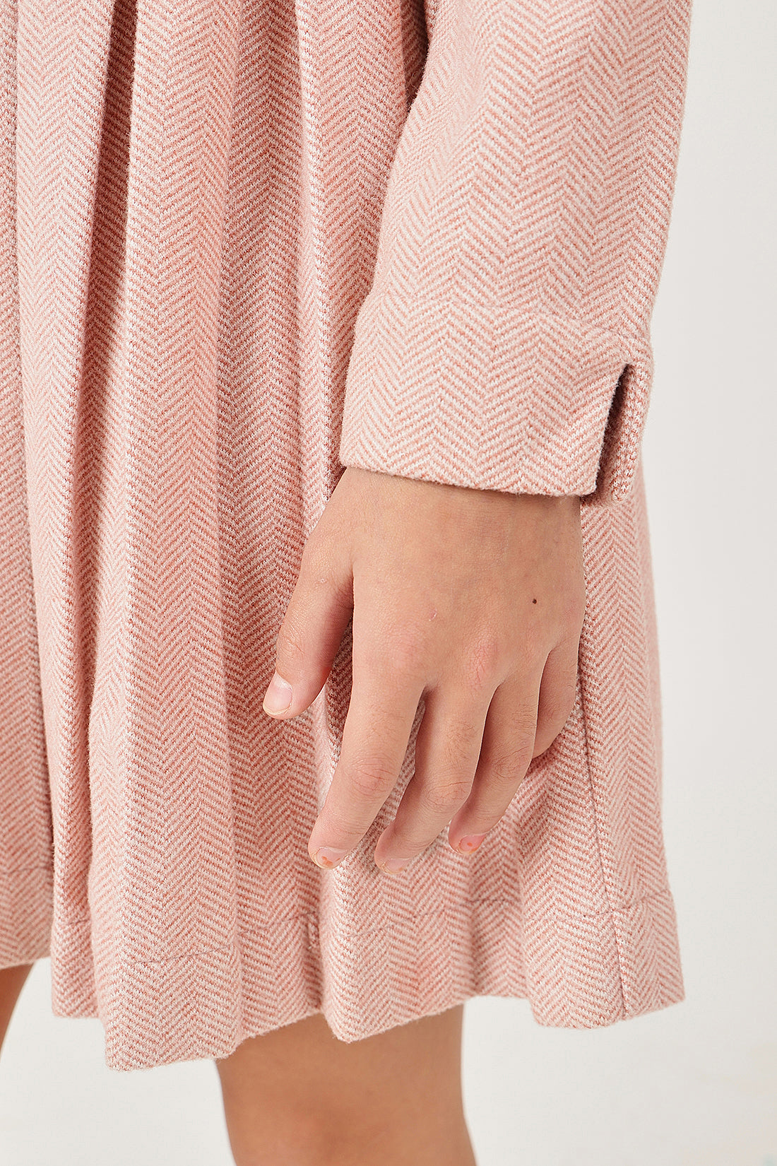 Girls Solid Polyester Peter Pan Collar Dress