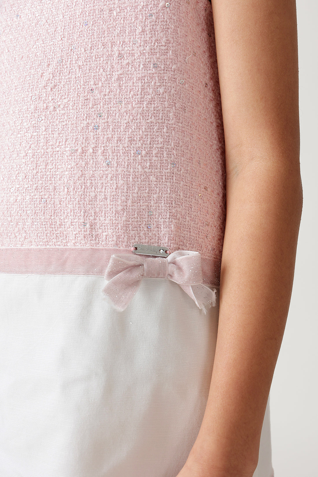 Girls Pink A-Line Sleeveless Textured Dress