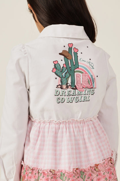 Girls Multi Color Printed Drill Dress