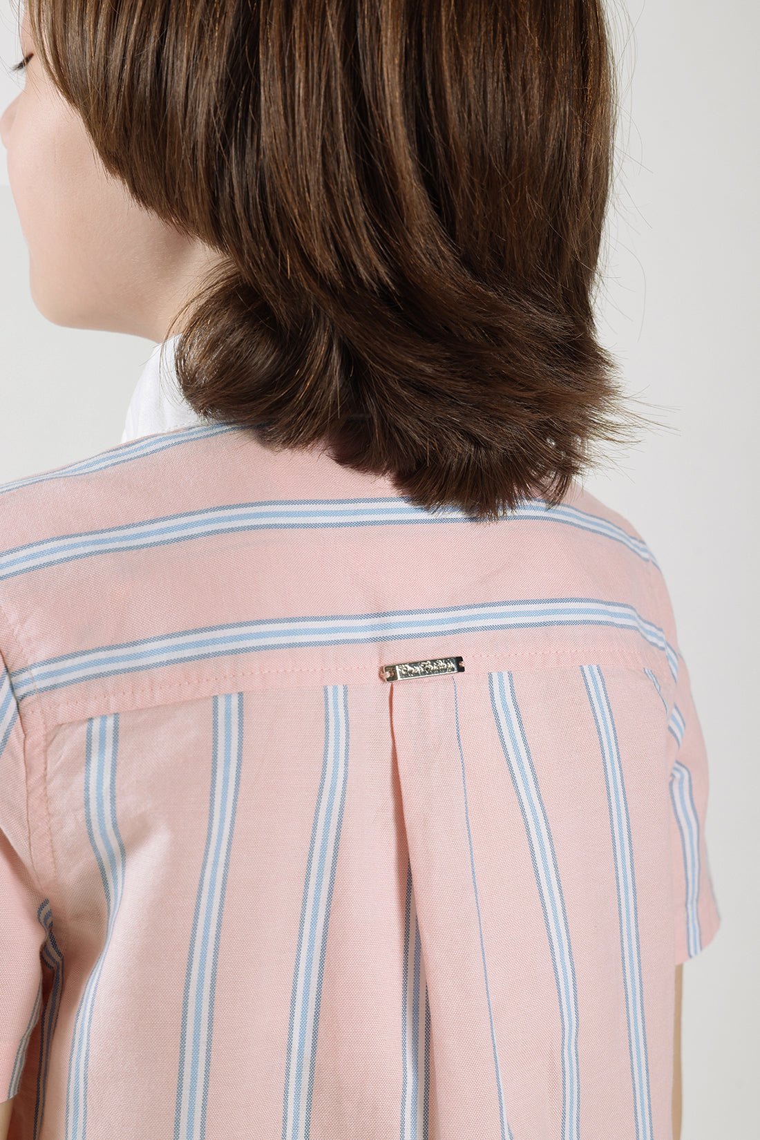 Boys Pink Regular Fit Short Sleeve Striped Shirt by One Friday