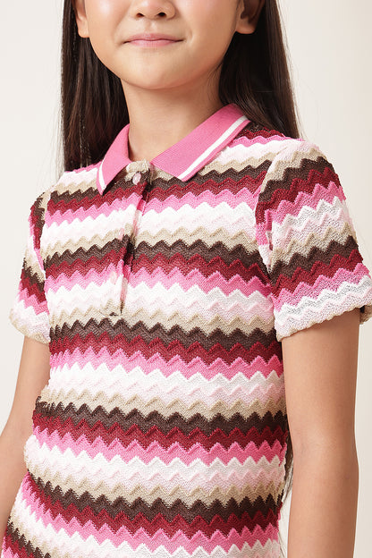 Girls Multi Abstract Jacquard Shirt Dress