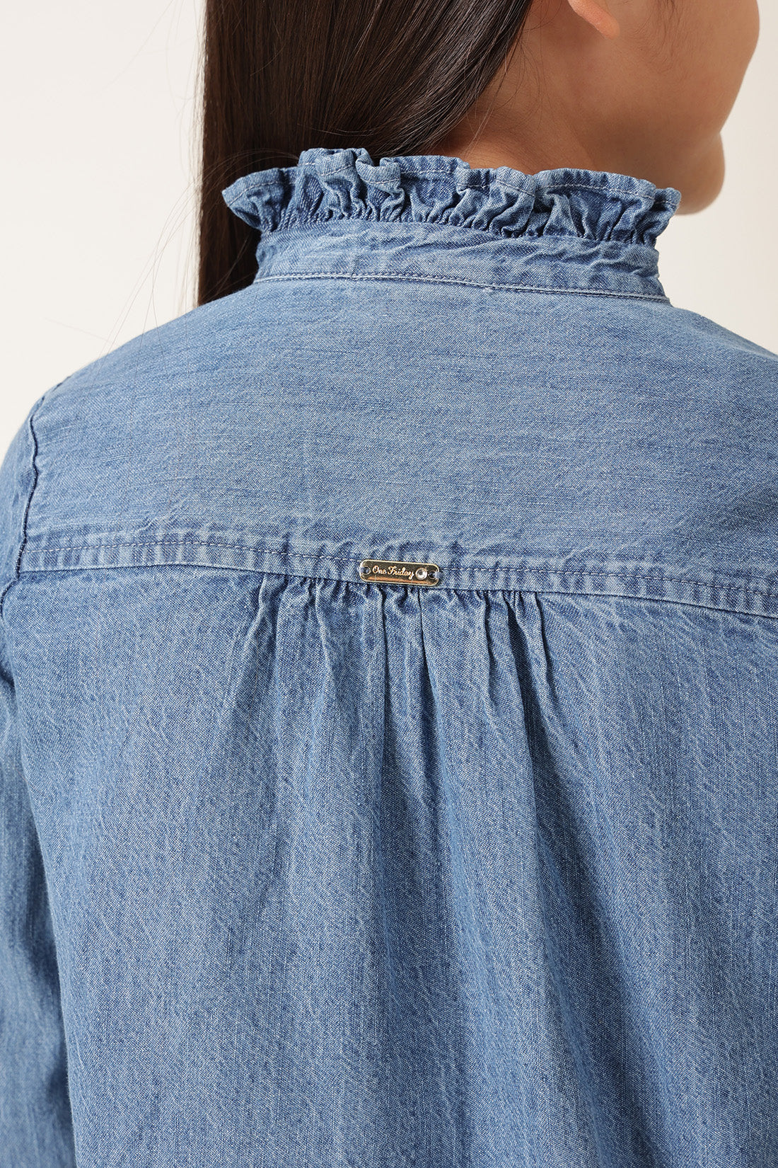Girls Blue Full Sleeve Denim Shirt