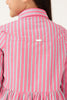 Girls Pink Striped Cotton Shirt Collar Full Sleeve Dress | One Friday