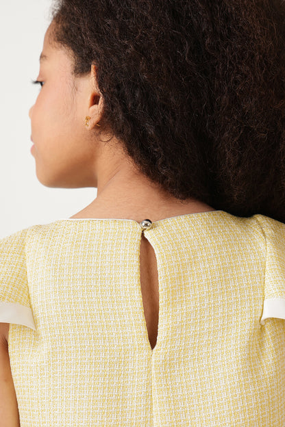One Friday Girls Yellow Boucle Dress