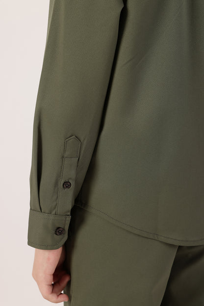 Boys Olive Cotton Knit Overshirt