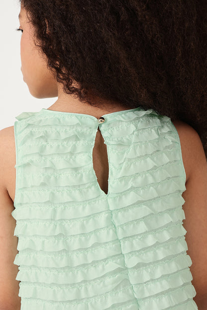 लड़कियों के लिए हरा सॉलिड जिप डिटेल ड्रेस