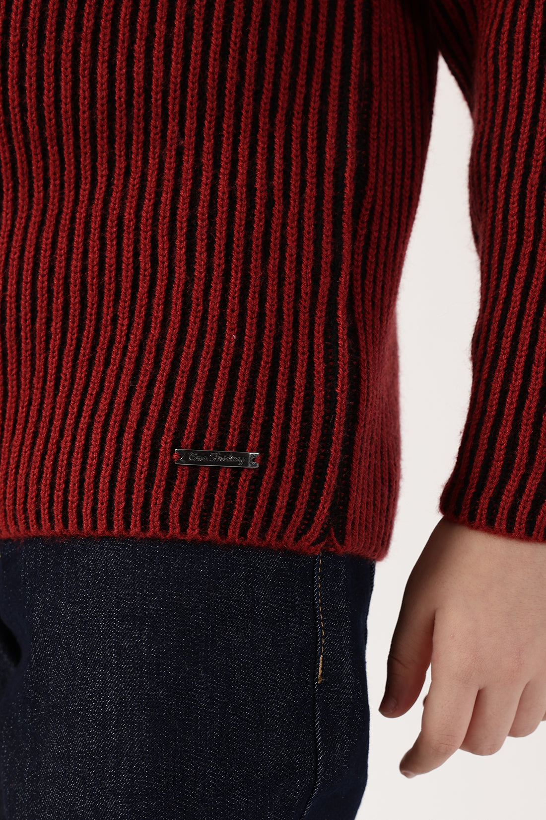 Boys Burgundy Sweater – Classic Round Neck Winter Knit | One Friday