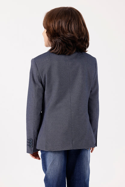 Boys’ Blue Formal Blazer with Chest Pocket Square