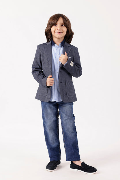 Boys’ Blue Formal Blazer with Chest Pocket Square