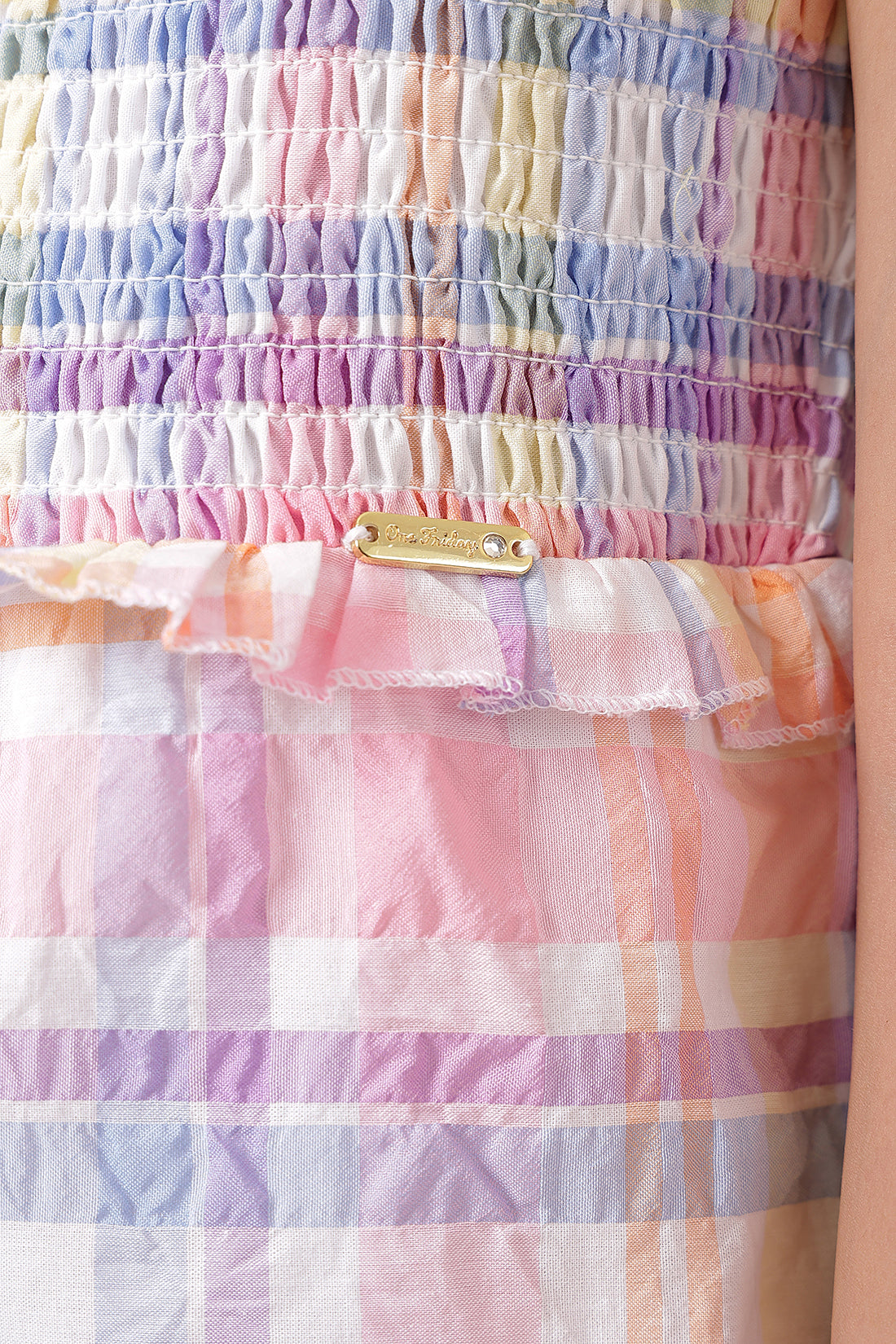 Girls Multi Seersucker Check Dress