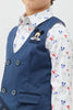One Friday Kids Boys Navy Blue Mickey Mouse Printed Waistcoat