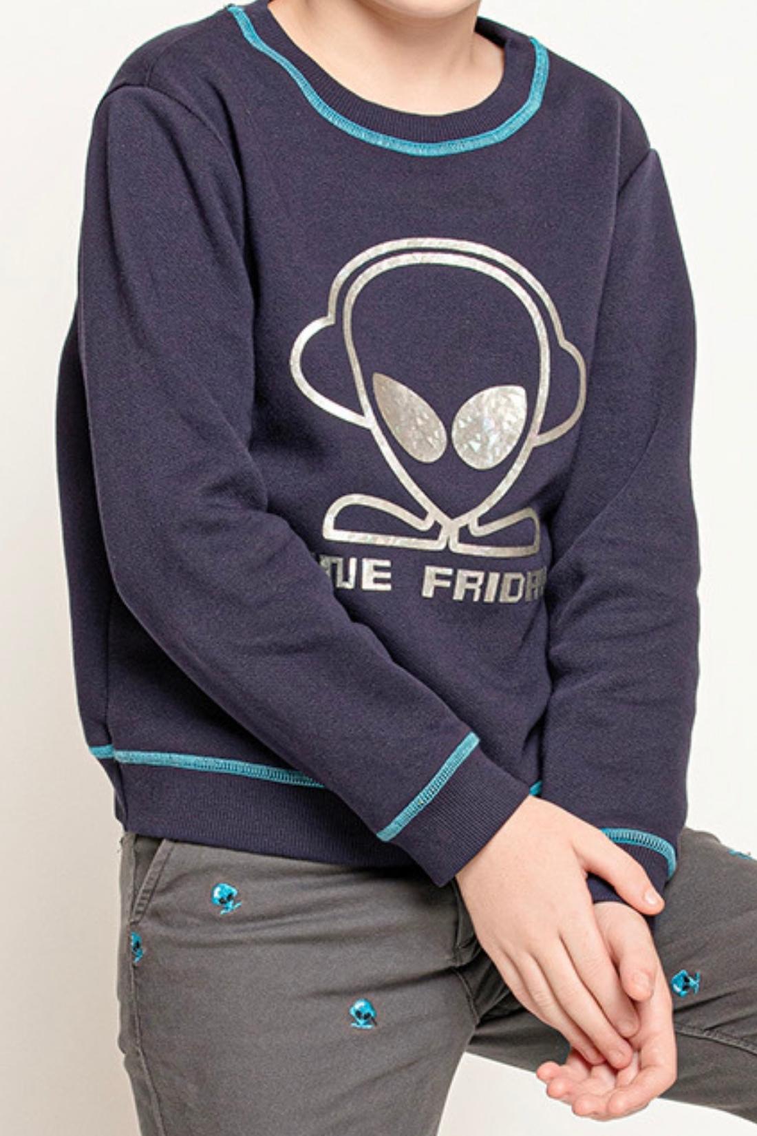 Boys Navy Blue Alien Printed Sweatshirt