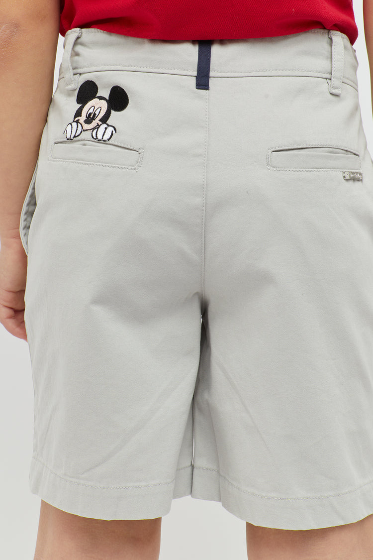 Kids Boys Grey Mickey Mouse Printed Cotton Short