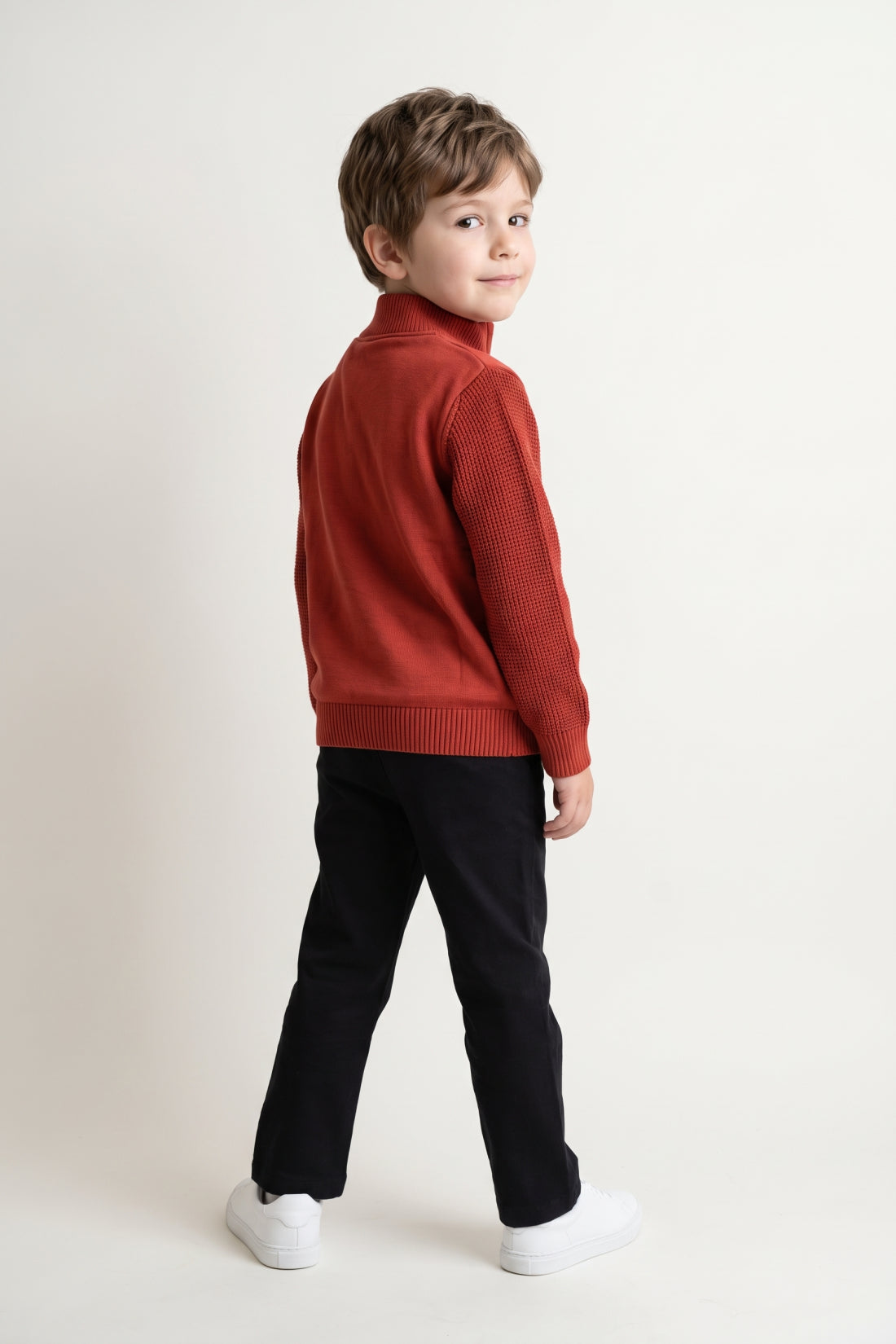 Boys Brown Solid Woven Button Jacket - Style 2