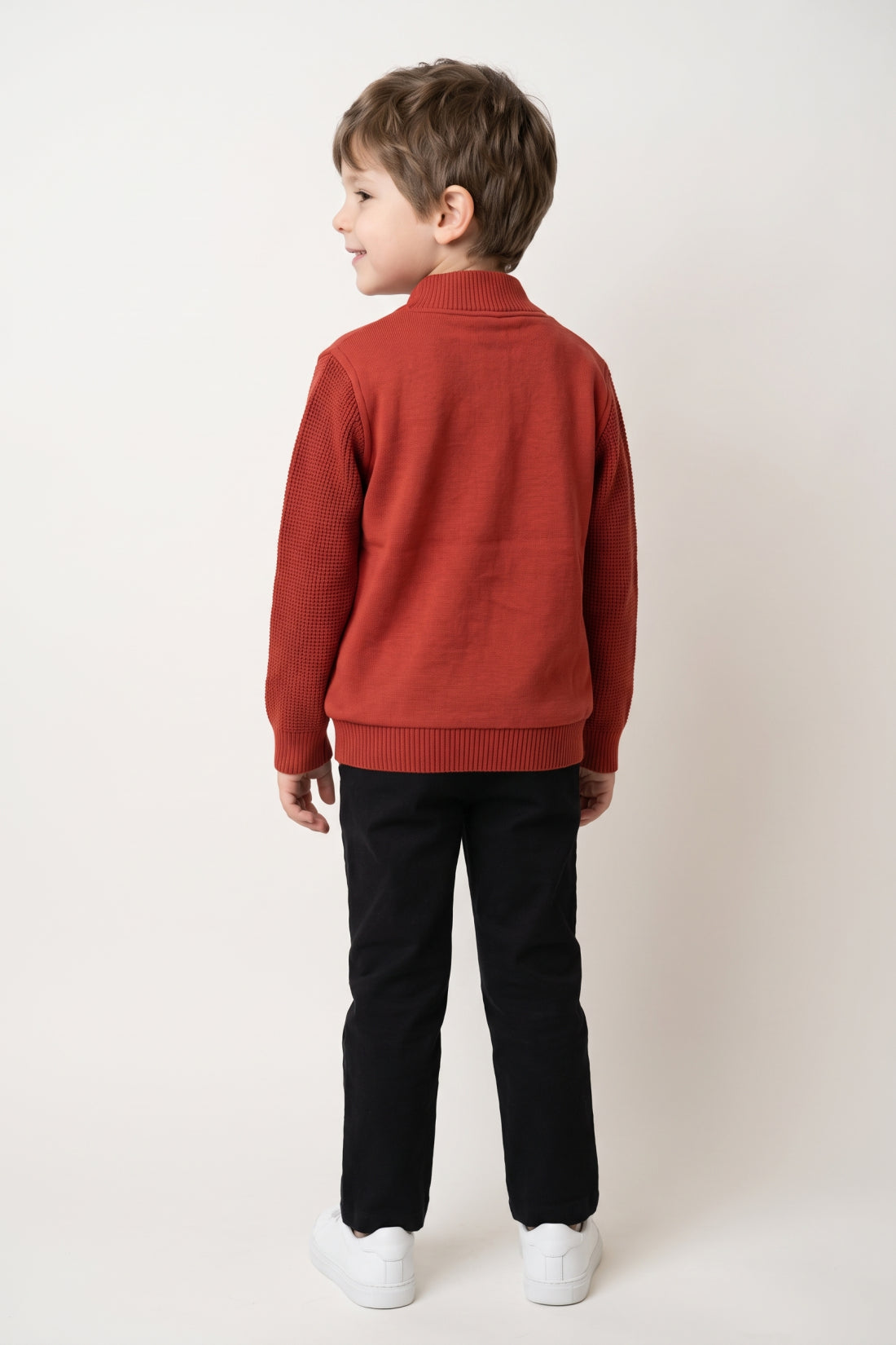 Boys Brown Solid Woven Button Jacket - Style 2
