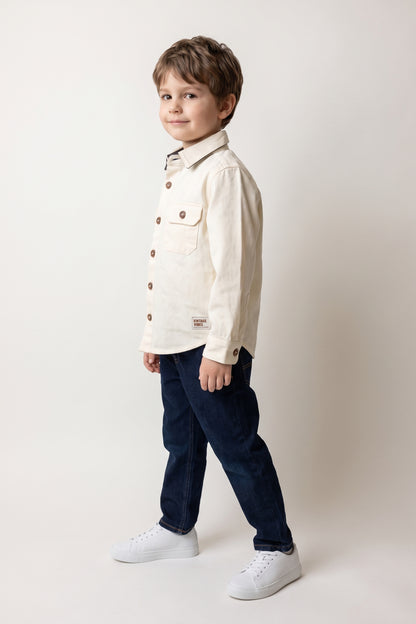 Boys Blue Embellished Cotton Denim Zip Jeans