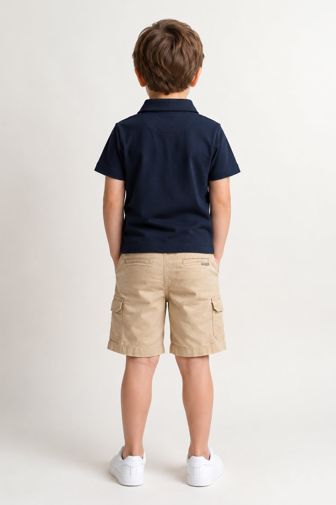 Boys Beige Cotton Twill Drawstring Shorts